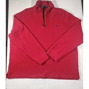 Polo Ralph Lauren Mens Pullover 100% Cotton 1/4 Zip Collared Red XXL